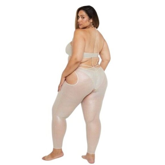 Savage X Fenty Gathered Mesh Crotchless Catsuit Iridescent Sunset Flirty Size 2X - Picture 2 of 7